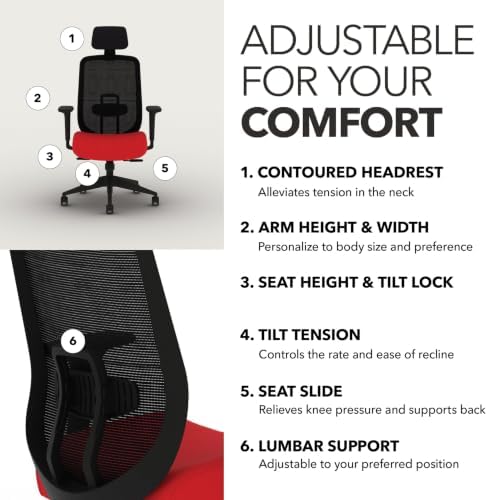 HON Altern Ergonomic Office Chair, Office Desk Computer Chair, Ruby