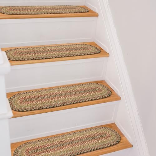 Homespice Kingston Jute Braided Stair Treads, Oval 8x28 Set of 13