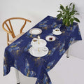 Retro Blue Butterfly Tablecloth, Luxury Golden Blue Butterfly Print Table Cover for Home Dining Decor Kitchen Party Outdoor 55x75in