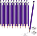 24PCS Erasable Colored Pencils with Eraser Pre Sharpened Pencil 2 HB - Ideal for Checking, Grading, Tests & Office/School Supplies (Purple)