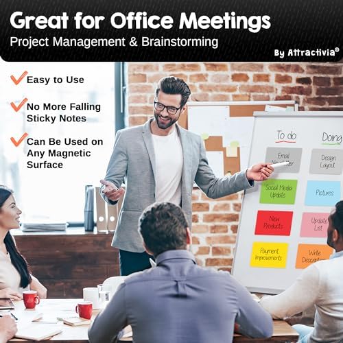 Attractivia Dry Erase Magnetic Labels 5.6 x 3.7 in, Solid Colors, Large Dry Erase Magnets, 36-Pack, Colored Erasable Write-On All-Purpose Labels, for Office, Education, Home, Whiteboard