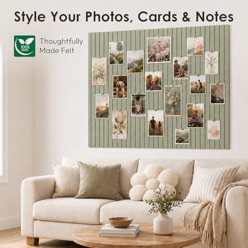 SIOLOC Ribbed Felt Bulletin Board Tiles, 12 Pack Sage Green Cork Board Alternative for Walls, Large Grooved Felt Wall Tiles, 47.2 x 35.4 in Large Pin Board for Office Classroom Dorm