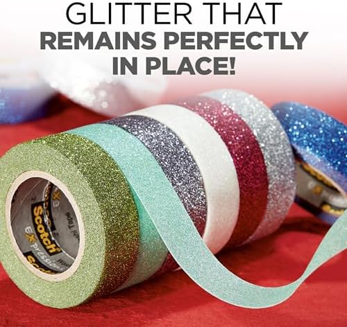 Scotch Expressions Glitter Washi Tape, Arts and Crafts Tape, .59 in x 196 in, Dark Blue Glitter, 6 Rolls