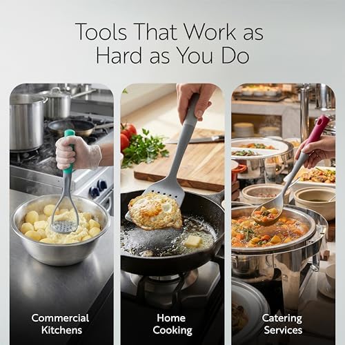 Restaurantware Silicone Utensil Set Pack of 10 Non-Slip Handle 6-Piece Nylon Kitchen Tool Set, Heat-Resistant Dishwasher-Friendly Cooking Accessories, Durable Assorted Cooking Utensils