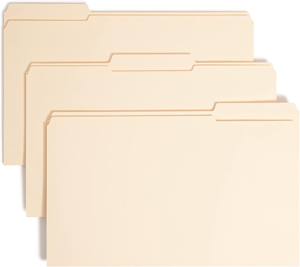 Smead Fastener File Folder, 1 Fastener, Reinforced 1/3-Cut Tab, Legal Size, Manila, 50 per Box (19534)