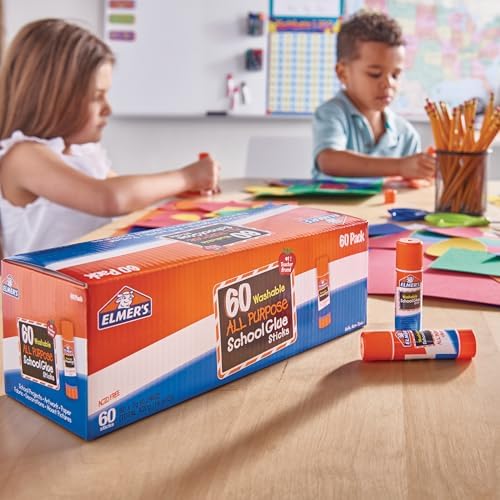 Elmer's All Purpose School Glue Sticks, Acid-Free and Washable, 7 Grams, 60 Count - Arts & Crafts, Projects, #1 Teacher Brand