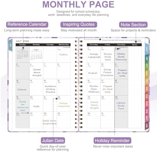 Planner 2026-2027, Weekly and Monthly Academic Planner, July 2026 - June 2027, Hardcover Calendar Agenda Book for School Year Planning, School Supplies for Teacher and Student, Letter Size(8.5'' x 11'')