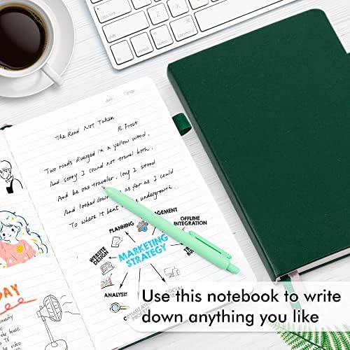 feela 3 Pack Notebooks Journals Bulk with 3 Black Pens, A5 Hardcover Notebook Classic Ruled Lined Journal Set with Pen Holder for Work Business Journaling Note Taking, 120 GSM, 5.1”x8.3”, Dark Green