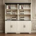 KEIKI Set of 2 Tall Storage Bookcases with Doors, White Display Cabinet 70.86 in freestanding Display Cabinet Combines Open Shelves and Closed Doors for Books, Wine, Decor and Office Supplies