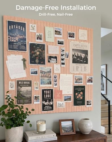 Aothia 12-Pack Felt Bulletin Board Tiles 48"x36", Modular Push Pin Board for Home Office & Classroom, Cork Board Alternative for Notes, Photos & Schedules, 70 Adhesive Tabs & 40 Pins, Pink