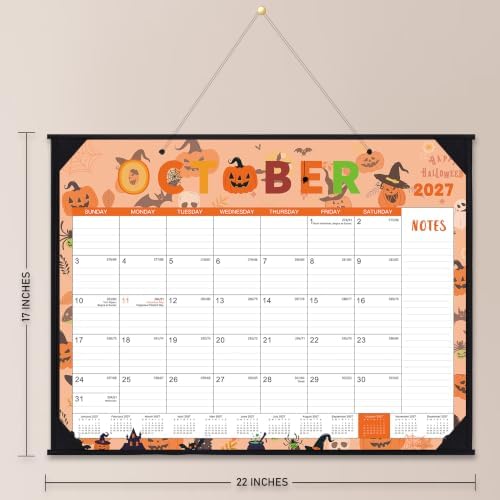 2027 Desk Calendar - Large Desk Calendar 2027, 22" x 17", Jan. 2027 - Dec. 2027, Desk Calendars Large, 12 Months, Corner Protectors, Hanging Holes, Notes - 12 Themes