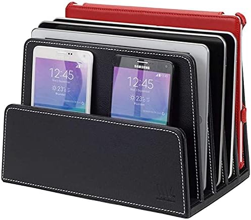 MobileVision Executive Black Desktop File Folder Paper Tray & Device Organizer 5 Slot Dividers