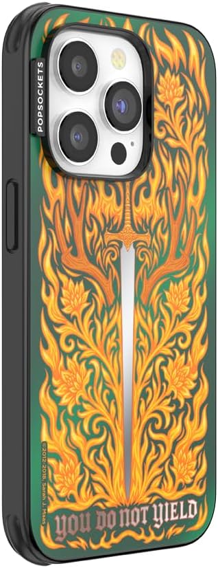 PopSockets iPhone 14 Pro Phone Case with MagSafe- Fireheart | Magnetic, Wireless Charging, Camera & Drop Protection, Acotar, Throne, Glass, Sarah, Dragon