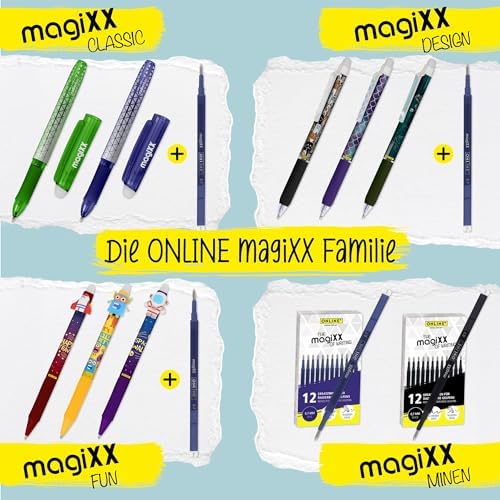 Online magiXX Cat Erasable Pen Blue Erasable with 0.7 mm Line Width Rollerball Pen for Learning to Write, Office, Erasable Pen Set, Erasable Ballpoint Pen for Students