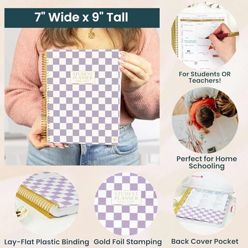 Daisy by bloom daily planners 2026-2027 Academic Year Student Planner (July 2026 - July 2027) - Elementary Through Middle School Calendar Agenda Book - 7” x 9" - Checkered