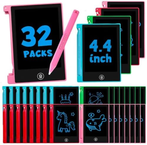32 Pack 4.4 Inch Mini LCD Writing Tablet for Kids, Erasable and Reusable Toddler Doodle Board, Ideal School or Party Favors Gift for Age 3 Years Old and Above