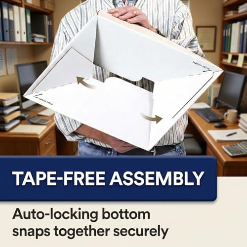 BOX USA Boxes with Lids and Handles (12-Pack) - File Storage Boxes for Office Supplies, Book Storage, Moving, and Packaging