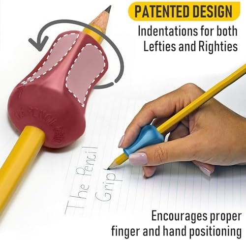 The Pencil Grip Metallic Grippers 6-Pack, Pencil Grips for Kids Handwriting, Ergonomic Pen Holder for Righties & Lefties, Writing Practice for Kids, Toddlers, Adults, Writing Tool with Finger Cushion