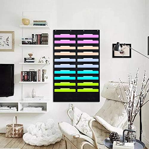 EAMAY Hanging File Folder Organizer Wall Mounted - 20 Pockets Wall File Folders, Office Supplies File Document Organizer Holder Pocket Chart for Offices, Classroom or Home Use