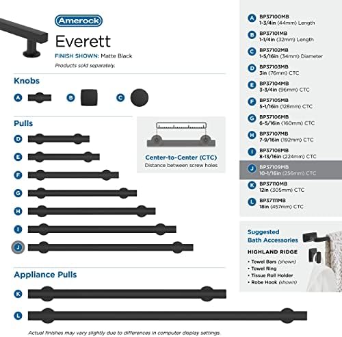 Amerock 10-1/16" Everett Matte Black Drawer Pull
