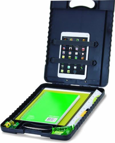 Officemate Deluxe Tablet Clipboard Case, Letter and A4 Size, Interior Organizer Compartments, Tablet Holder Straps, Carry Handle, Charcoal