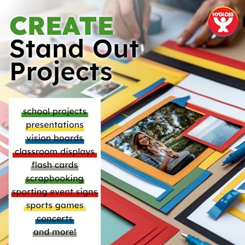 Hygloss Colored Poster Board 4 x 11, 50 Pack, Assorted Standard Colors