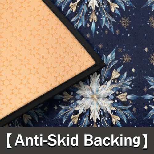 Christmas Blue Decoration Half Round Door Mat Non Slip Washable Semi Circle Area Rug Absorbent Soft Half Moon Rug Floor Mat for Indoor Outdoor Kitchen Bathroom Patio Front Door Mat Decor