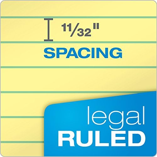 TOPS The Legal Pad Writing Pads, 8-1/2" x 11-3/4", Canary Paper, Legal Rule, 50 Sheets, 12 Pack (7531)