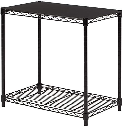Amazon Basics 2-Shelf Stackable Storage, 13.3" D x 23.2" W x 22.2" H, Black