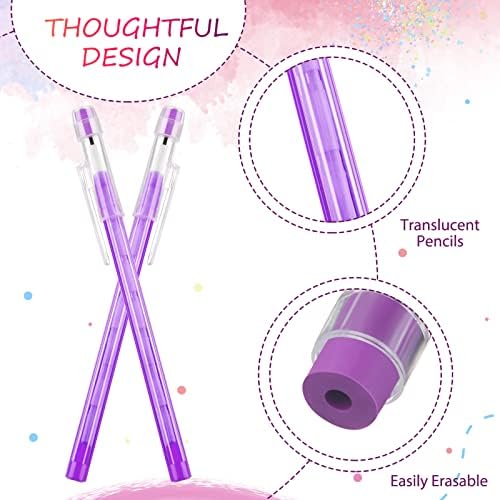 Crtiin 200 Pack HB Colorful Stackable Pencils, Translucent Multipoint Non-sharpening Stackable Pencil with Matching Eraser for Girls Students Teachers Office Supplies Rewards, 7 Colors