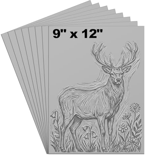Yeaqee 4 Pcs 9 x 12 Inch Linoleum Block Rubber Carving Block Soft Linocut Blocks Large Linoleum Sheet Unmounted Lino Plates for Engraving Art Project Printmaking Artist Studio Supplies (Gray)