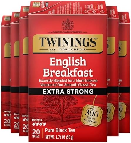 Twinings Extra Strong English Breakfast Black Tea Bags, 20 CT Box (6 Pack)