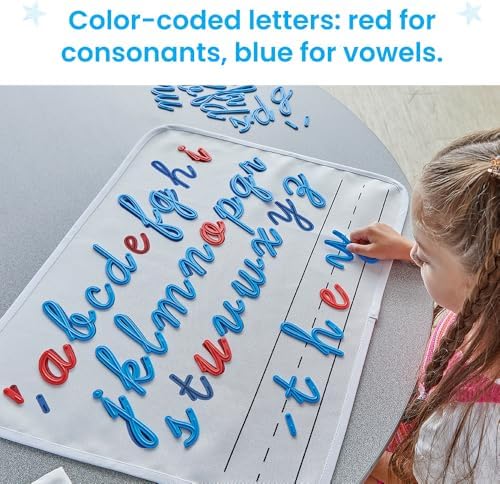 hand2mind Cursive Connecting Lowercase Letters, Tactile Letter Tracing, Cursive Alphabet Handwriting Practice, Fine Motor Activities, Homeschool Supplies, Classroom Manipulatives for Elementary School