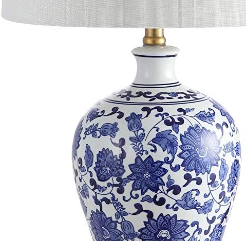 JONATHAN Y Jennifer 25.75" Ginger Jar LED Lamp, Blue/White, Set of 2