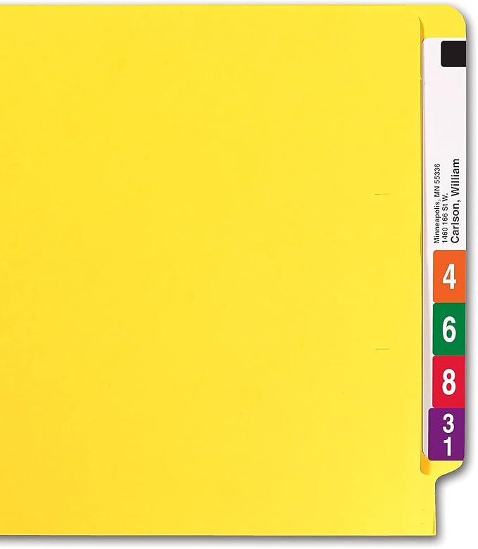 Smead End Tab File Folder, Shelf-Master Reinforced Straight-Cut Tab, Letter Size, Yellow, 100 per Box (25910)