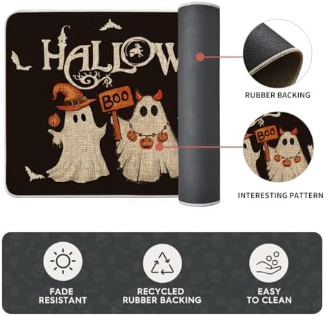 Artoid Mode Ghost Bat Black Halloween Kitchen Mats Set of 2-24x35+24x59