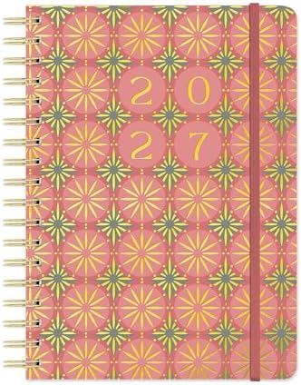 Orange Circle Studio 2027 Planner, Age of Romance Tri-Tab Weekly & Monthly Planner, 9.6" x 7", Spiral Bound Organizer with Note Pages, Pocket Dividers & Elastic Closure Design for Home Office Planning