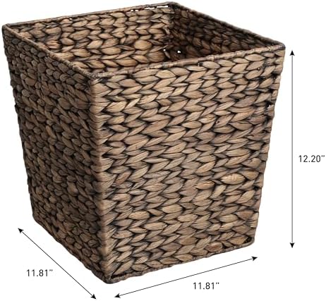happimess Theo 4.8 Gal 12" Square Wicker Wastebasket, Brown, Set of 2