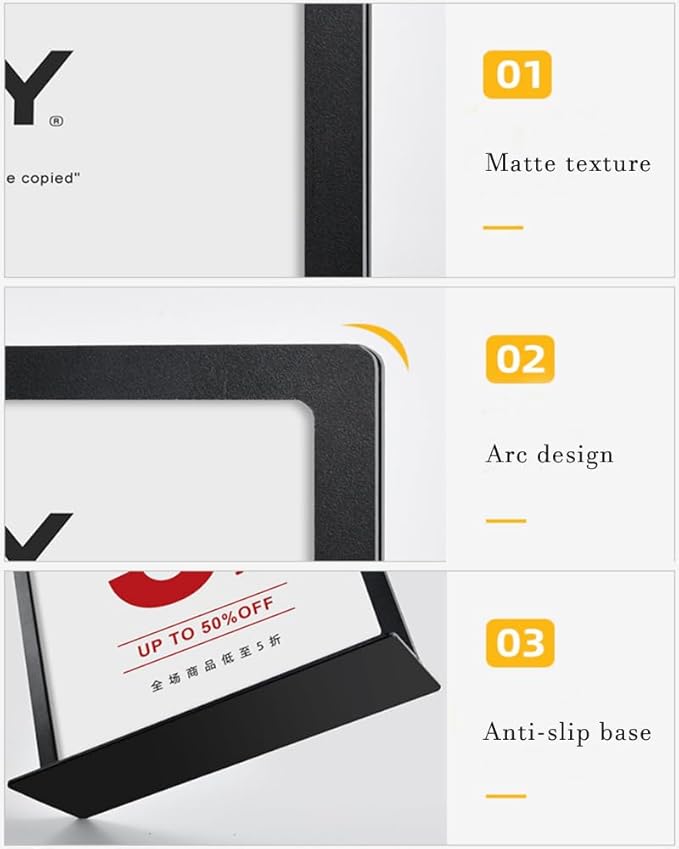 ECKEK Carbon Steel Sign Holder, Menu Displays Double Sided, Table Top Sign Stand (T Shape Black A5 148×210mm/ 5.83×8.27 inches)