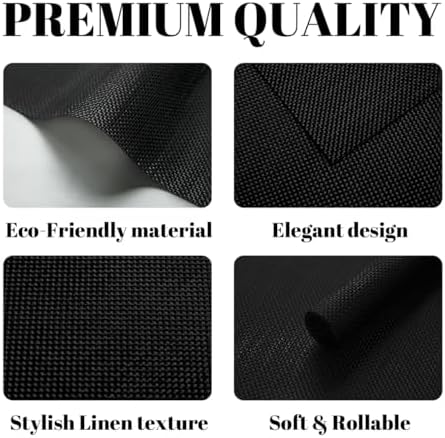 Placemats Set of 12 Vinyl/Plastic Woven Place Mats for Kitchen Table Indoor/Outdoor Washable Placemat Wipeable Dining Table Mats (Full Black,12)