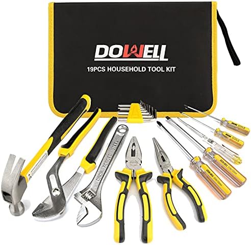 DOWELL Tool Set Household Tool Kit with Storage Tool Bag Pouch, 19 PCS