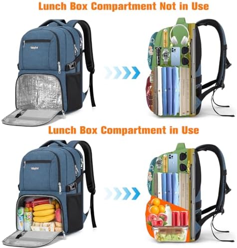 Insulated Lunch Backpack Fit 17" Laptop with Cooler Compartment