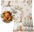 Fall Floral Leaves Placemats Set of 4, Thanksgiving Pumpkins Heat Resistant Washable Table Place Mats Boho Cotton Table Linens Party Holiday Decorations for Home Kitchen Dining Table Outdoor Indoor,
