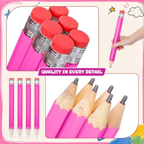 Tinlade 6 Pcs Wooden Jumbo Pencils for Prop, Funny Huge Pink Giant Pencil 14 Inch for Home and School Supplies, Kids, Preschoolers