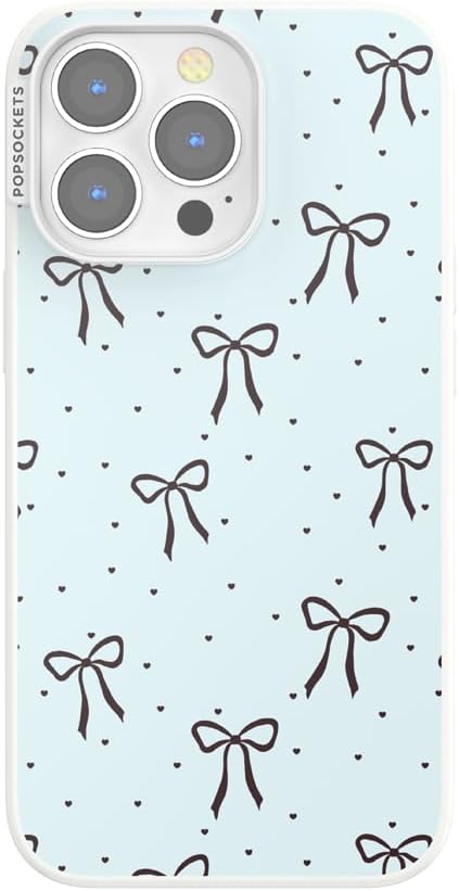 PopSockets iPhone 13 Pro Phone Case with MagSafe- Tiny Bows | Magnetic, Wireless Charging, Camera & Drop Protection, Bow, Phone, Women