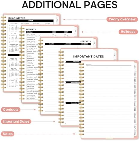 Planner 2026-2027, Jul 2026-Jun 2027 Academic Monthly & Weekly Planner | 6.3" x 8.5" Hardcover Pretty Calendar Planner for Women, Spiral Organizer for School Office Home Supplies, Bookish Kitty