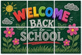 6 Pack Art Acoustic Panels Sound Absorbing Welcome Back to School Chalkboard Art Colorful Letters Floral Details Decorative Soundproof Wall Panels Self Adhesive for Home Recording Studios 72"x48"