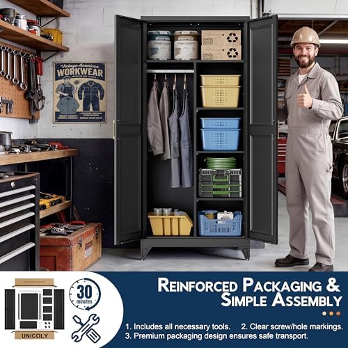 UNICOLY Metal Wardrobe Storage Cabinet,71" Armoire Wardrobe Closet