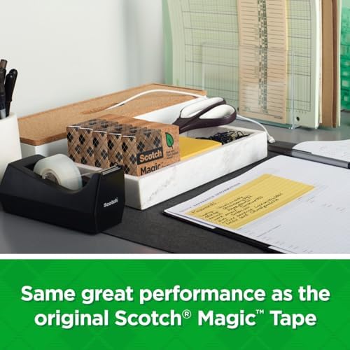Scotch Magic Greener Tape, 12 Rolls, Numerous Applications, Invisible, Engineered for Repairing, 34 x 900 Inches, Boxed (Pack of 12)