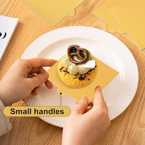 600 PCS 3.5x3.3 inch Mini Square Cake Boards,Premium Golden Mousse Cake Board, Versatile Cupcake Bases & Dessert Displays, Perfect for Parties and Special Occasions(Grease Proof)